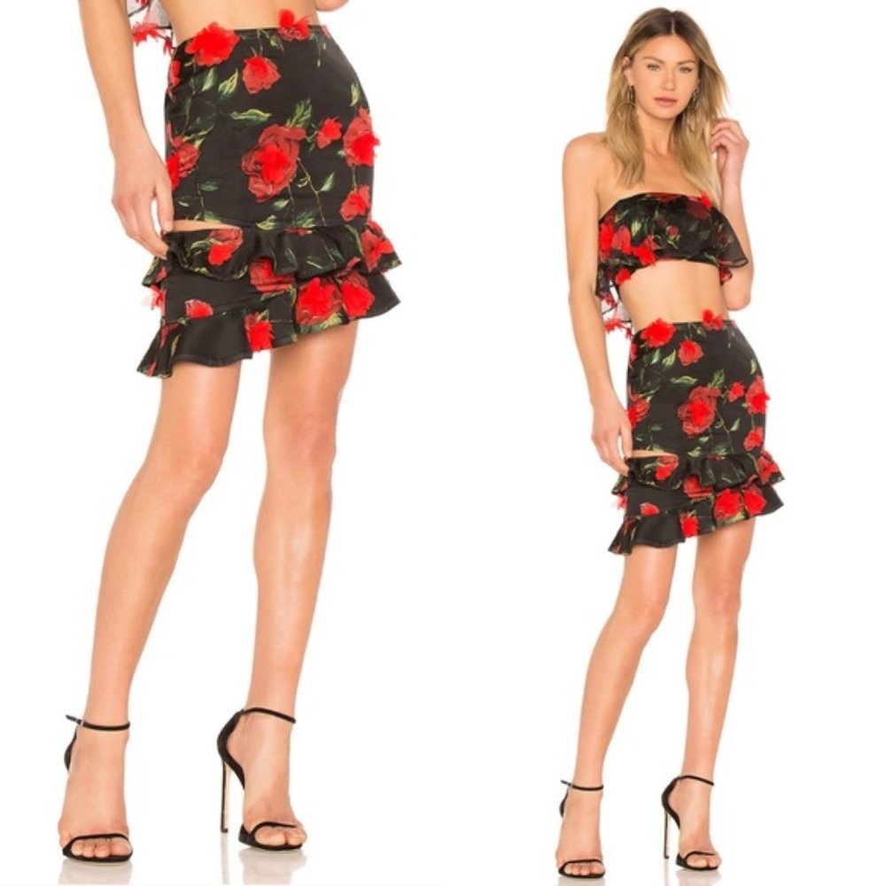 NWT NBD Romeo Skirt in Rojo Rose